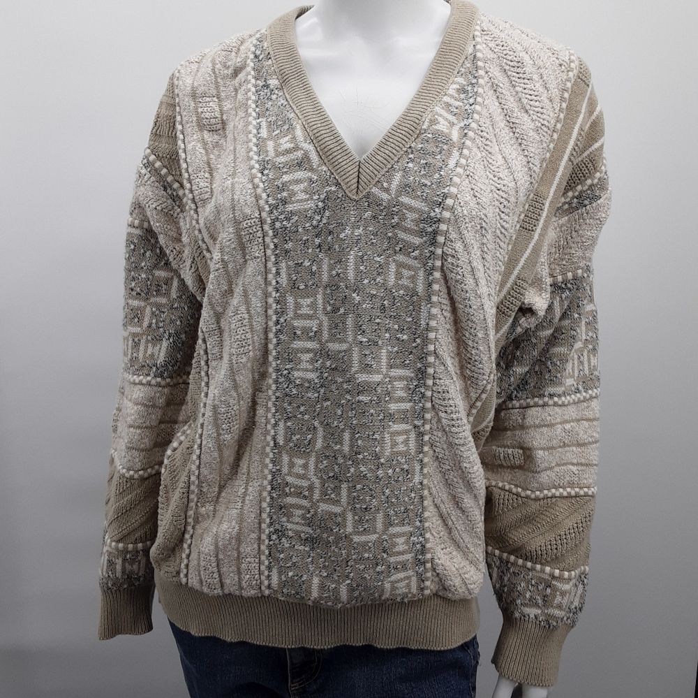 Vintage Protege Collection Chunky v neck Sweater made in USA sz L